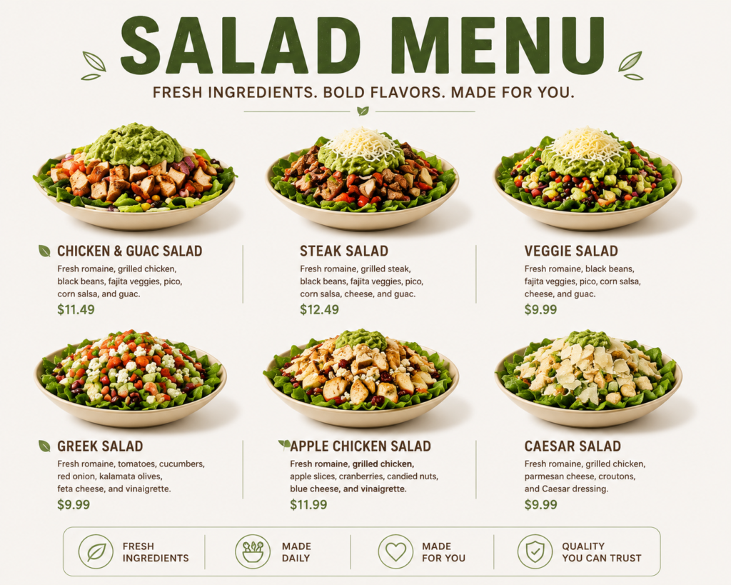 Chipotle Salad Menu — Fresh Light and Delicious