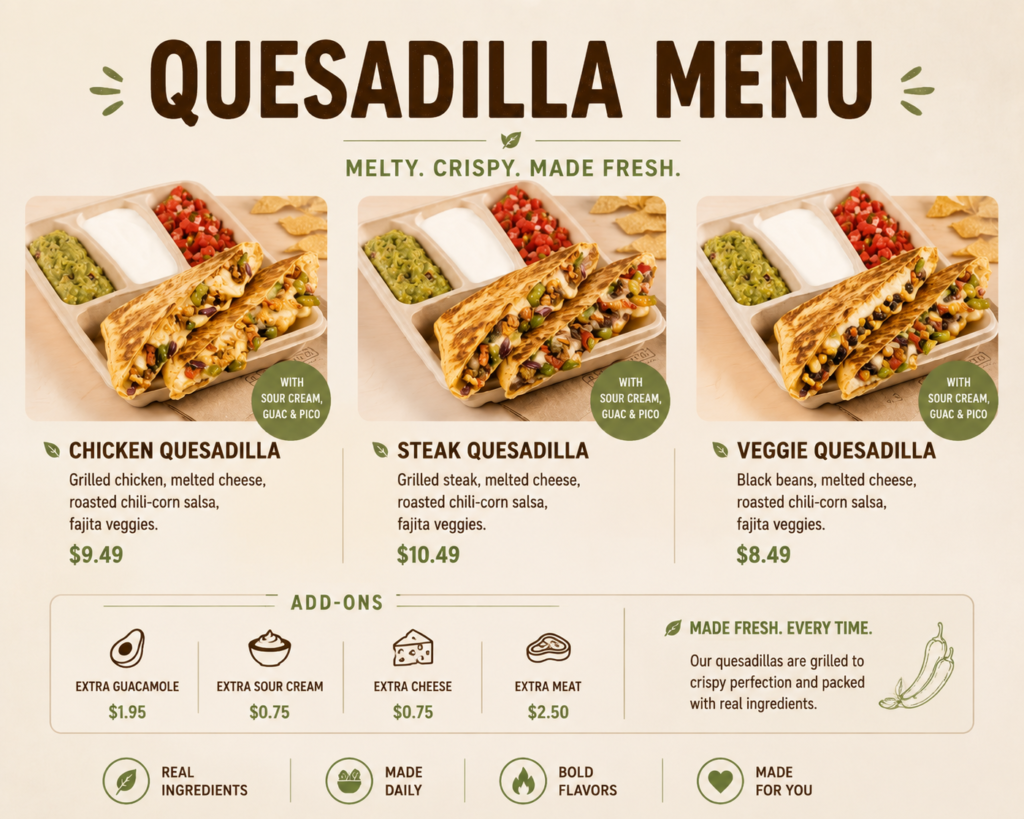 Chipotle Quesadilla Menu — Crispy Cheesy and Worth Every Bite